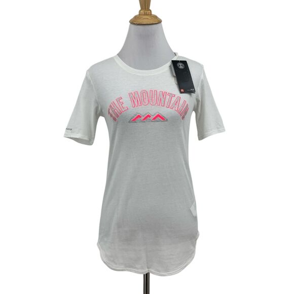 Under Armour Shirt Women XS Extra Small White Pink Charged HeatGear The Mountain - Picture 1 of 16